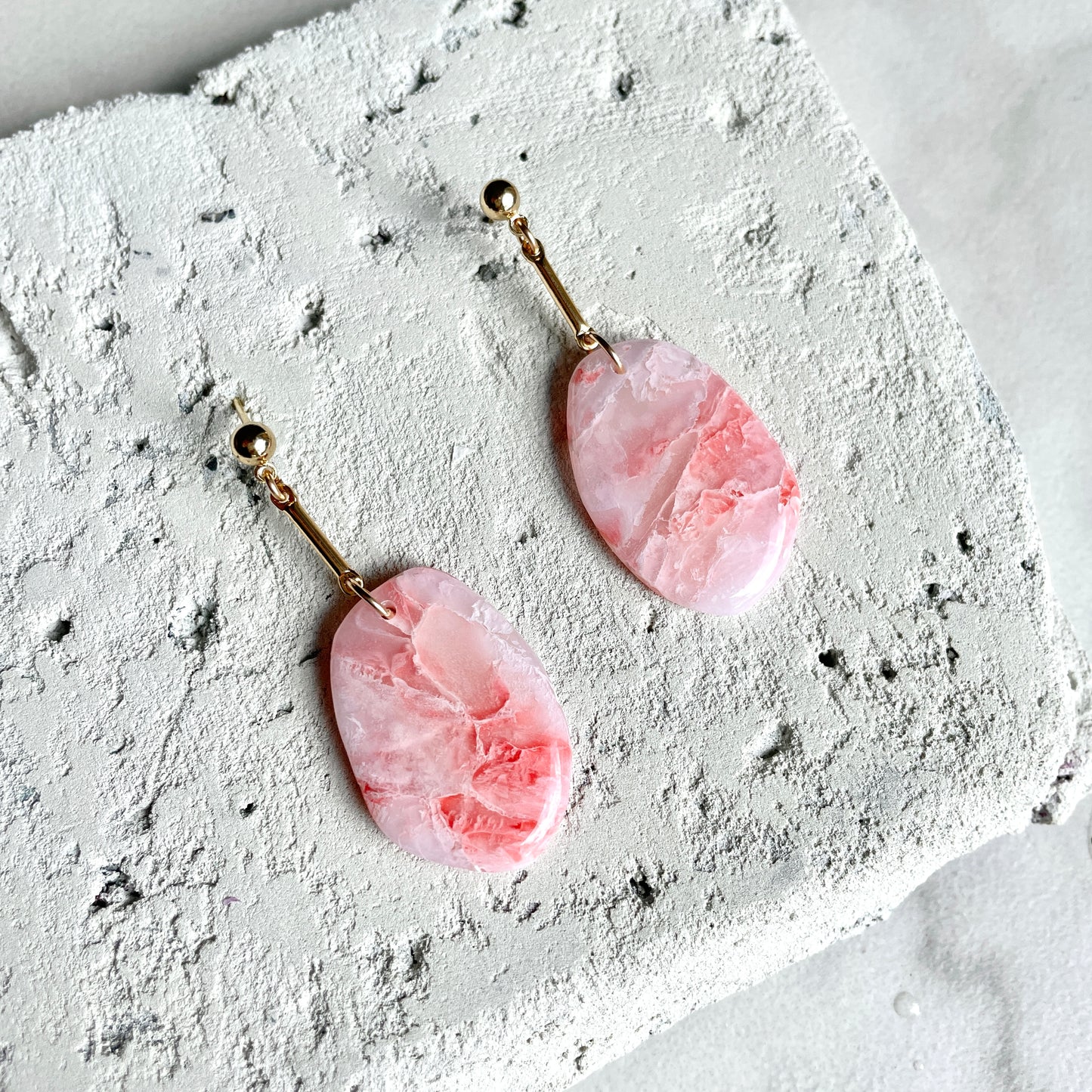 Pink Agate Organic Circle Drops