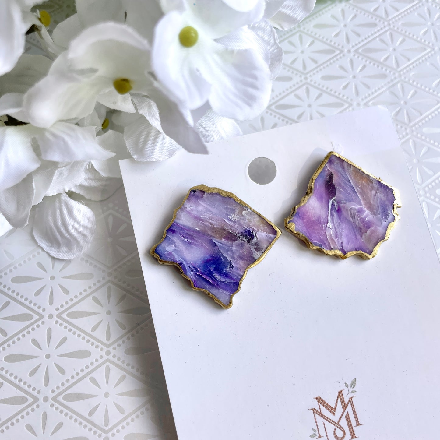 Amethyst Agate Coaster Studs
