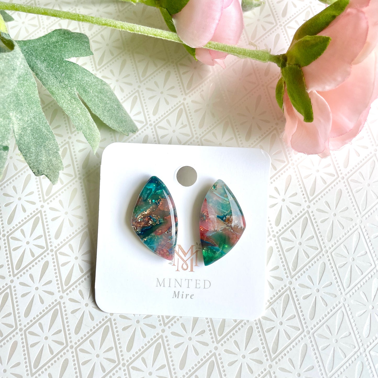 Serene Rose Quartz Angle Studs 2