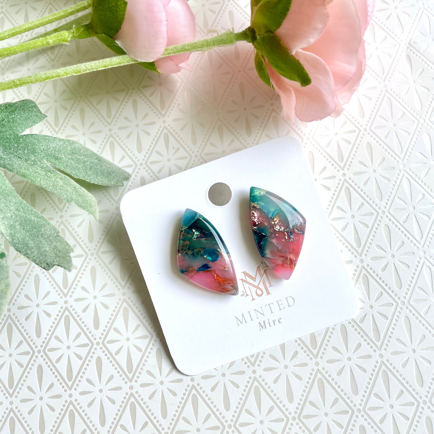 Serene Rose Quartz Angle Studs