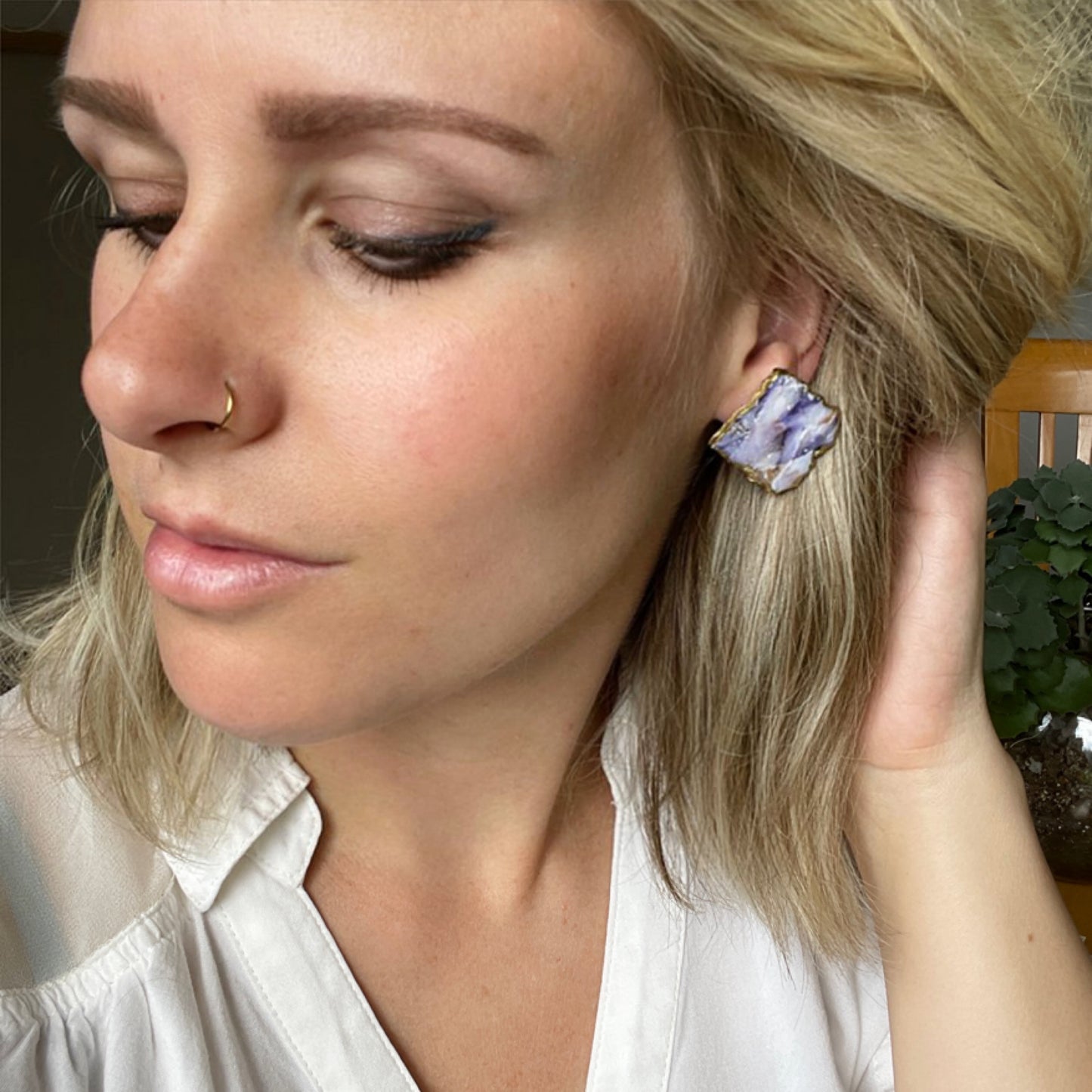 Amethyst Agate Coaster Studs