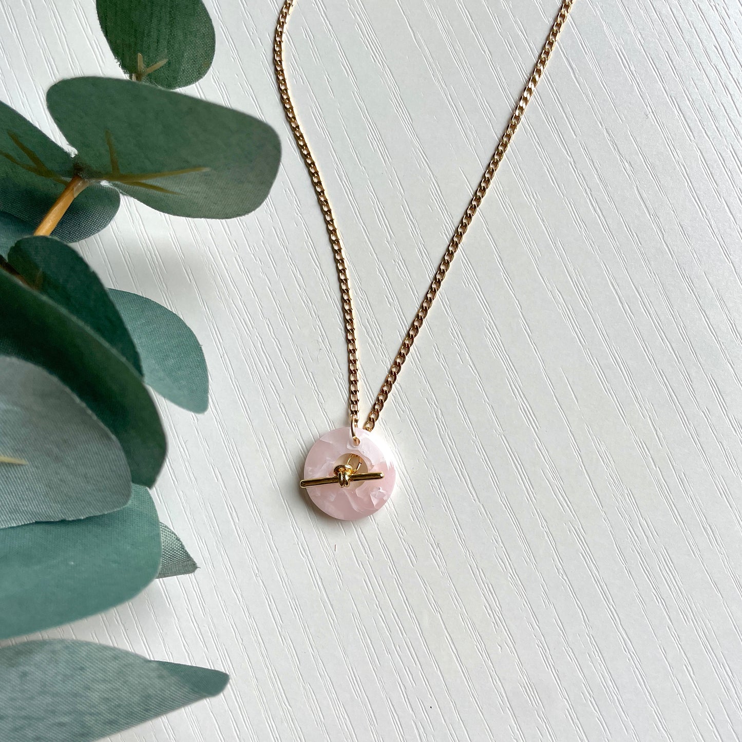 Light Pink Agate Hoop & Drop Lariat