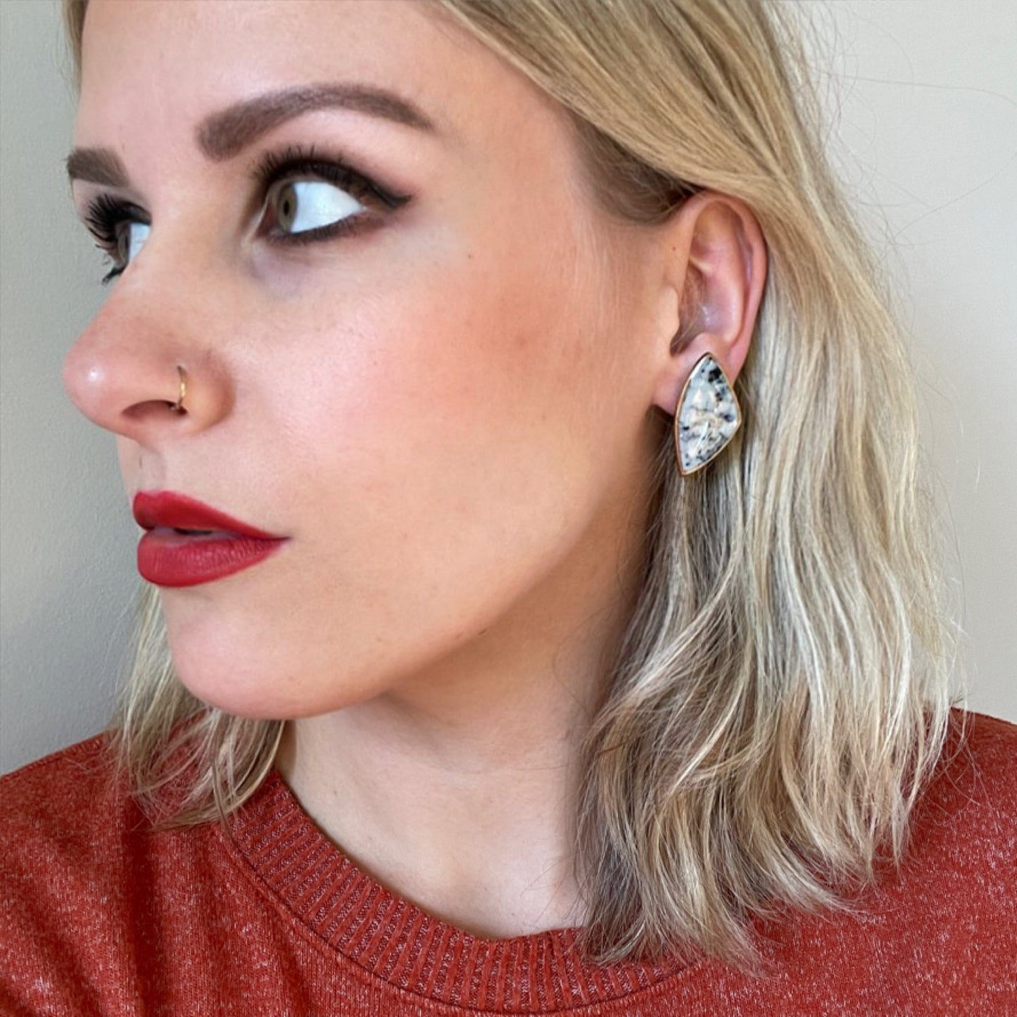 Dalmatian Jasper Angled Studs