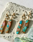 Pink Opal Copper Turquoise Drop