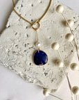 Lapis Pearl Lariat Necklace