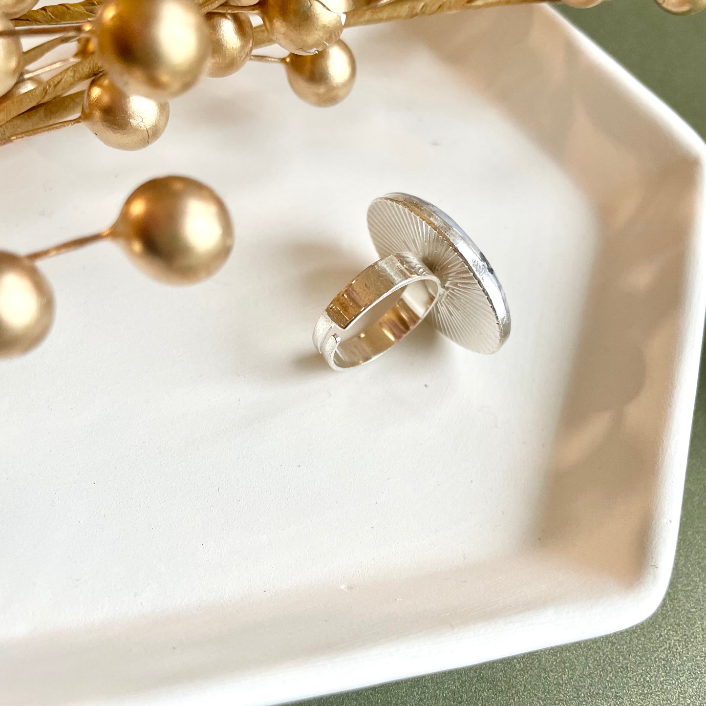 Amethyst Agate Oval Silver Ring