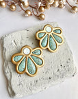 Crushed Turquoise Flower Studs