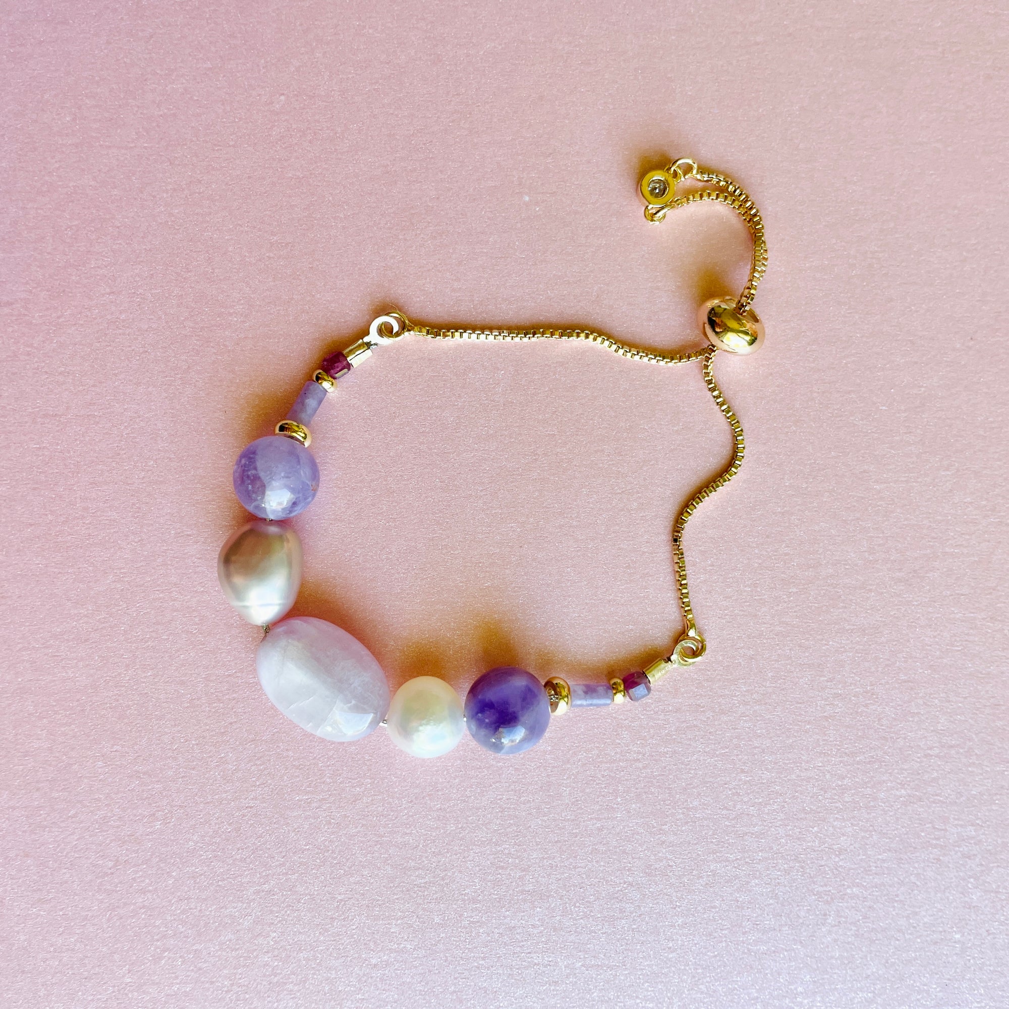 Amethyst | Kunzite | Pearl Bracelet