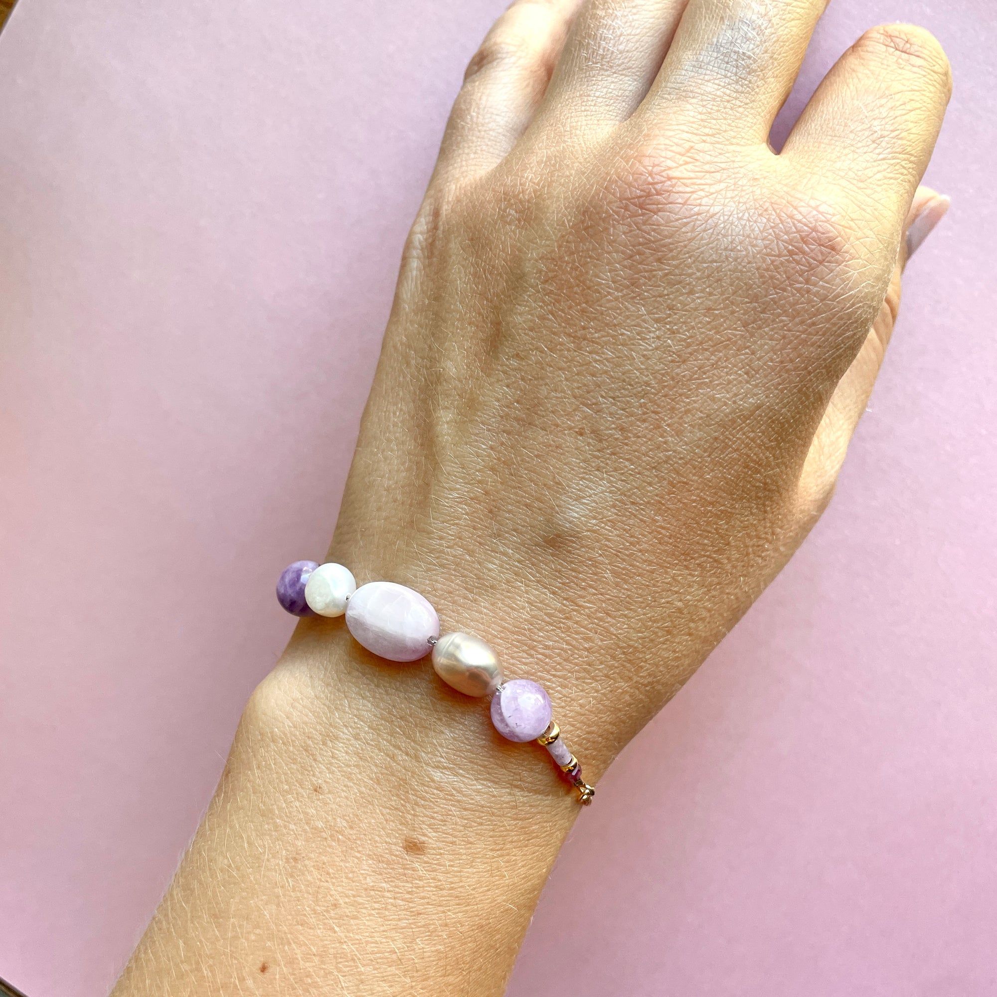 Amethyst | Kunzite | Pearl Bracelet