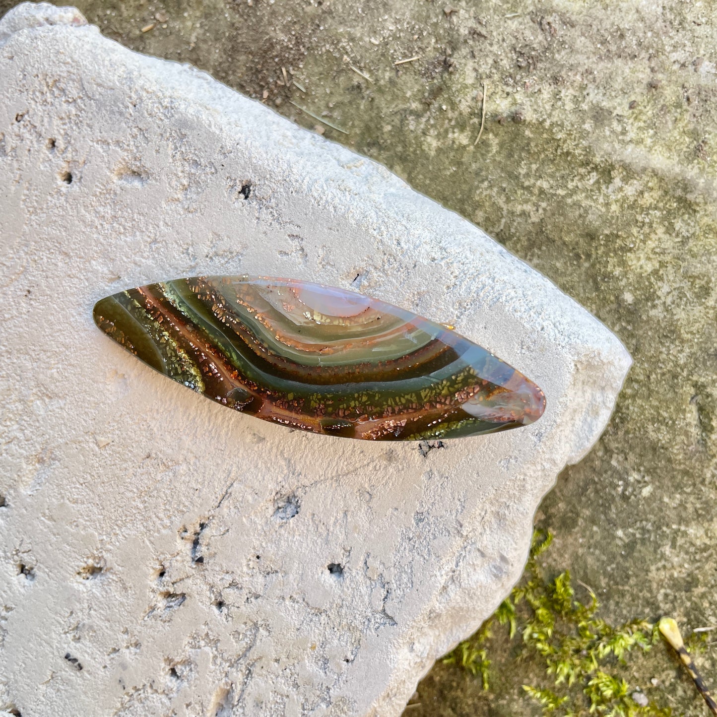 Large Oval Agate Hair Clip