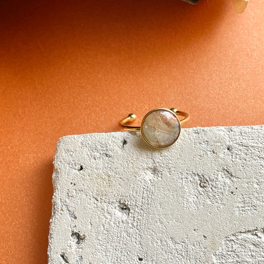 10mm Agate Gold Ring v.3