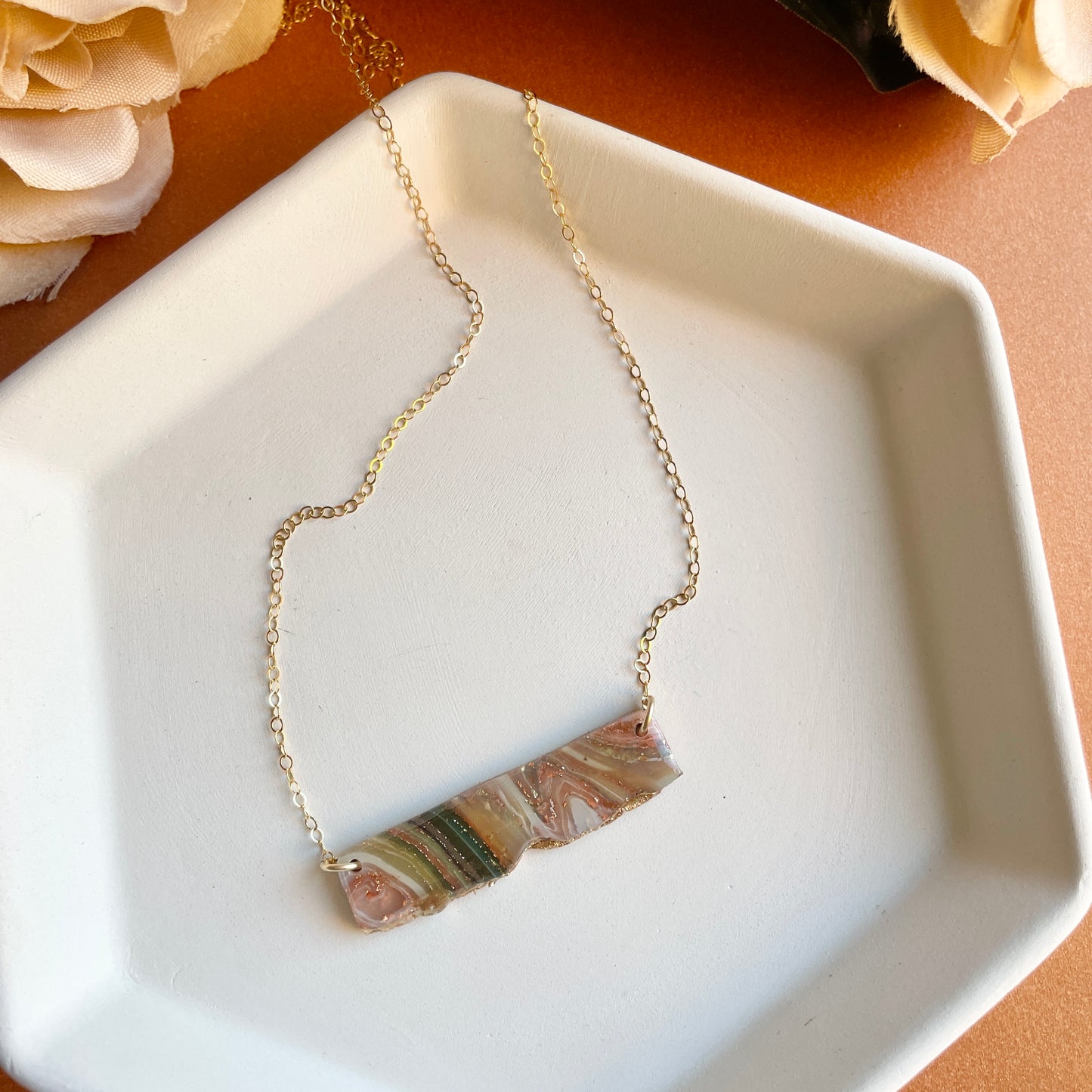 Raw Agate Bar Necklace v. 2